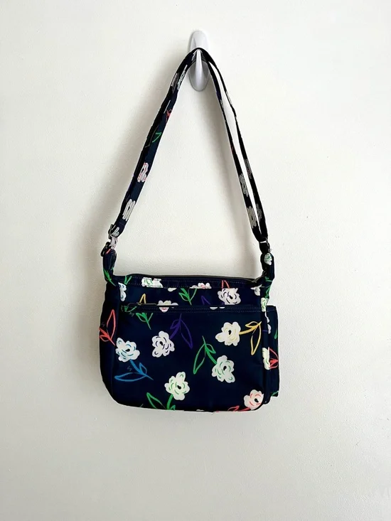 Lug Flutter SE Crossbody Bag Bright Floral RFID Front Zip Pocket Travel Blue - Picture 2 of 12